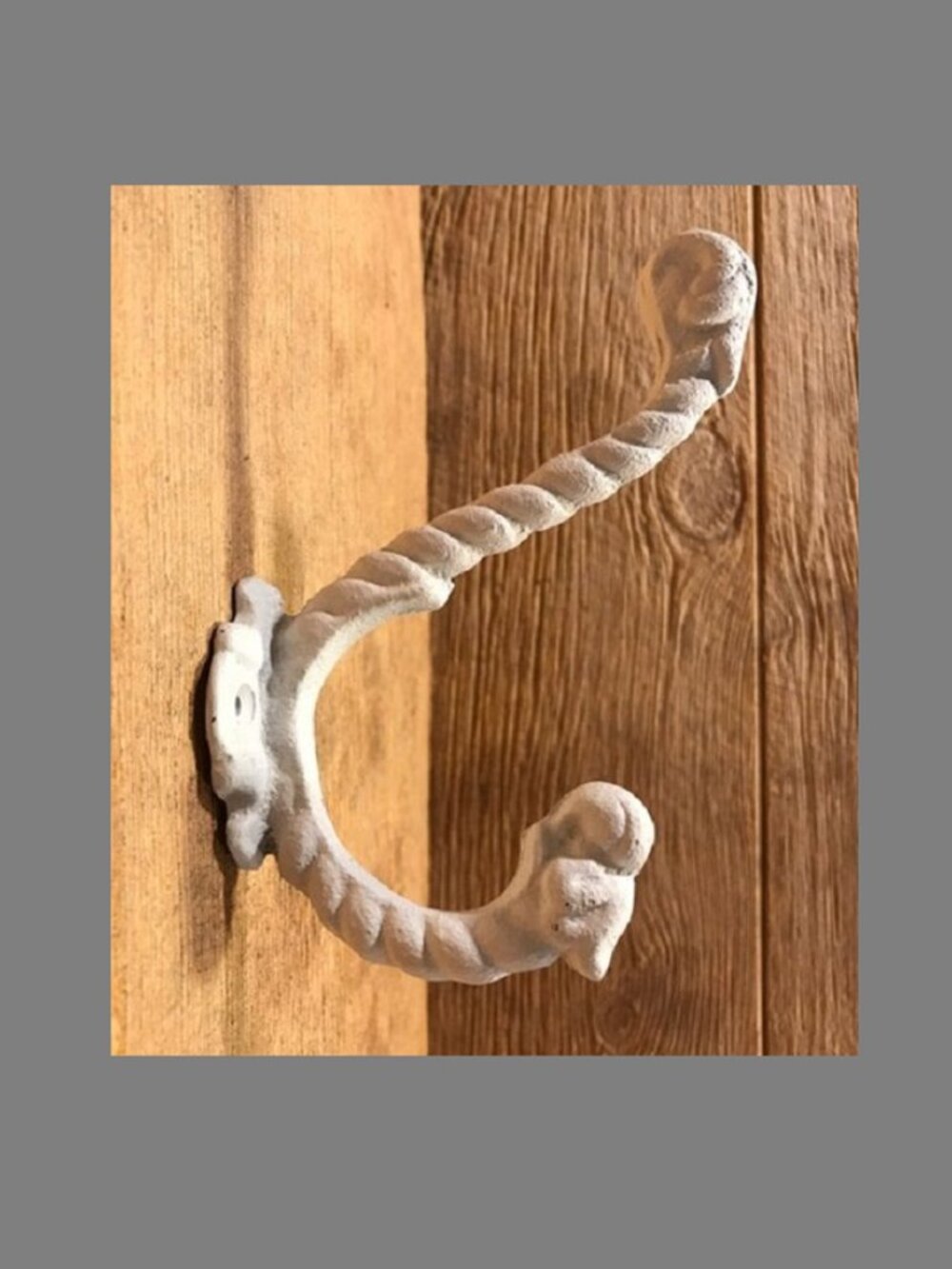 ONE White Cast Iron Rope Wall Hook 7" long Protrudes 4 3/4" & 3 1/2" 01209